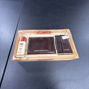 English Leather Set Cologne Leather Trifold Wallet Key Case Vintage 098858 NOS